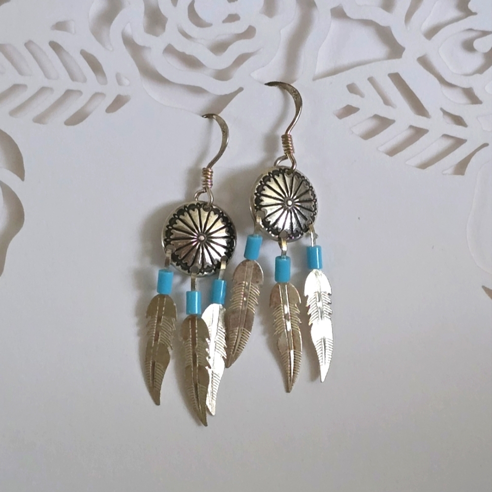 Sterling Concho Dangle Earrings